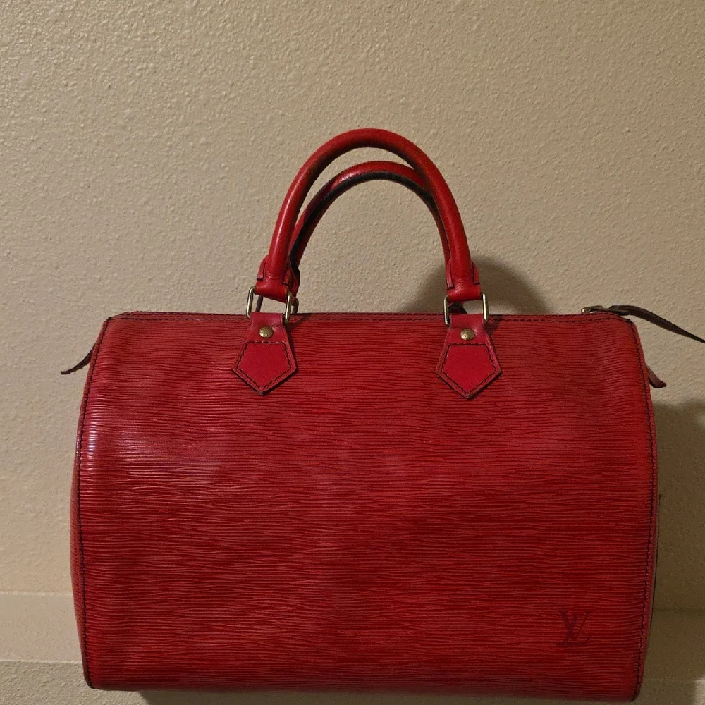 Epi Louis Vuitton Red Satchel Bag